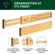 Royal Craft Wood Expandable Bamboo Drawer Dividers – 4-Pack Adjustable Drawer Organizer Separators for Kitchen, Bedroom, Bathroom, Cabinet, Office & Dresser Storage (17–22, Natural)
