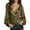 Blackish Green, variant on Women's Satin Wrap V-Neck Blouse, Side Tie Ruched Cropped Top with Puff Long Sleeves, Elegant Glossy Slim Fit Shirt for Date Night Work Commuting Beige