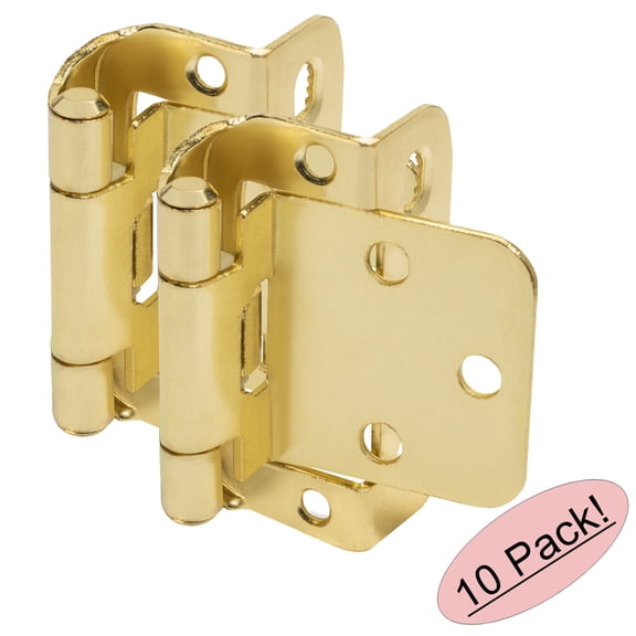 10 Pair Pack - Cosmas 18650-BB Brushed Brass Self Closing Partial Wrap Cabinet Hinge 1/2" Inch Overlay (Pair) [18650-BB]