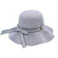 thumbnail image 2 of Skymirror Sun Hat Folding Sun Knitted Wide Brim Ribbon Bow Women Beach Hat for Outdoor, 2 of 8
