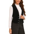 thumbnail image 4 of INSPIRE CHIC Women's Velvet Wasitcoat Casual Sleeveless Button Down Blazer Vest, 4 of 6