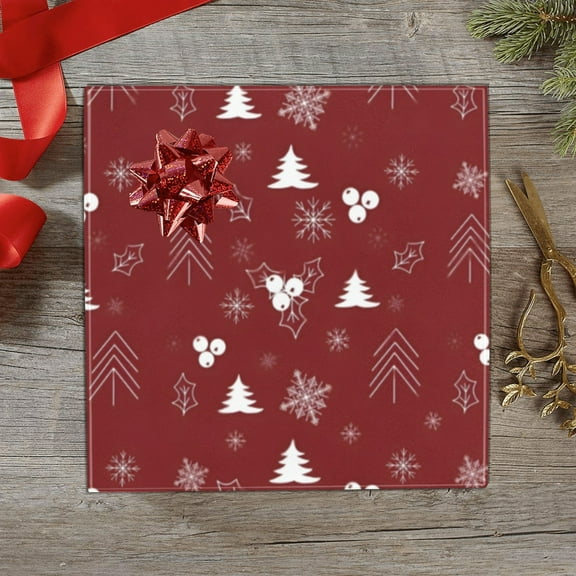 Christmas Wrapping Paper | Premium Holiday Gift Wrap | Burgundy Holly 58" x 23" (1–5 Rolls) - 1 Roll