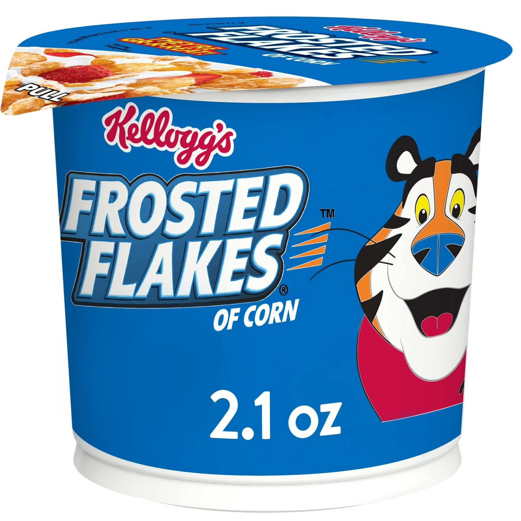 Kellogg's Frosted Flakes Cold Breakfast Cereal Cup, 8 Vitamins and Minerals, Kids Snacks, Original, 2.1oz (Pack 8)