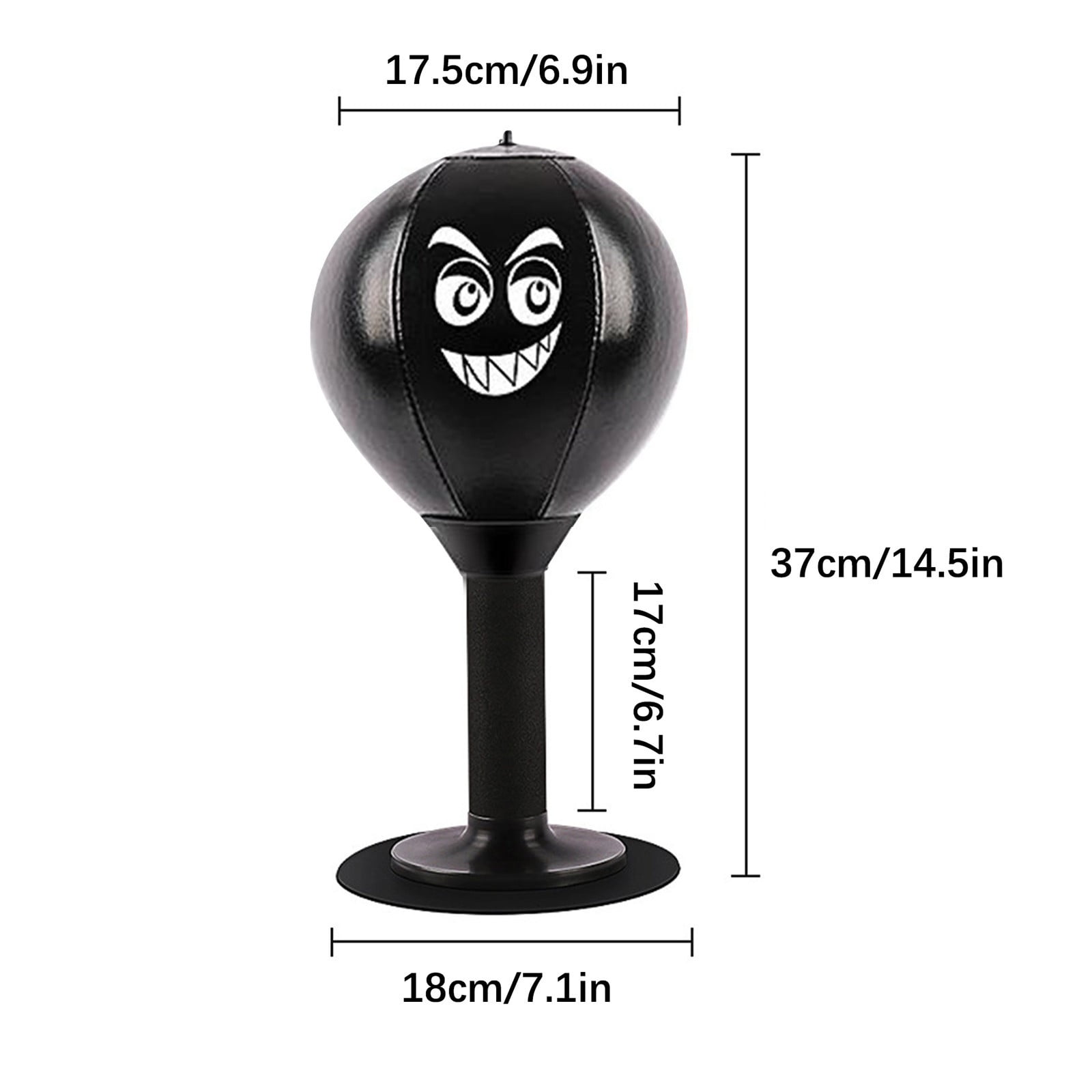 Suction Cup Tabletop Boxing Speed | Punch Ball | Heavy-Duty Spring | Durable Leather | Portable Compact Design | 37cm Height | ABS Stainless Steel Foam | Bonus Pump Included
