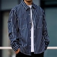 thumbnail image 5 of YueHuiYing Men's Striped Button Down Collar Workwear Shirt With Front Pockets Long Sleeves Durable Cotton Blend Top, 5 of 9