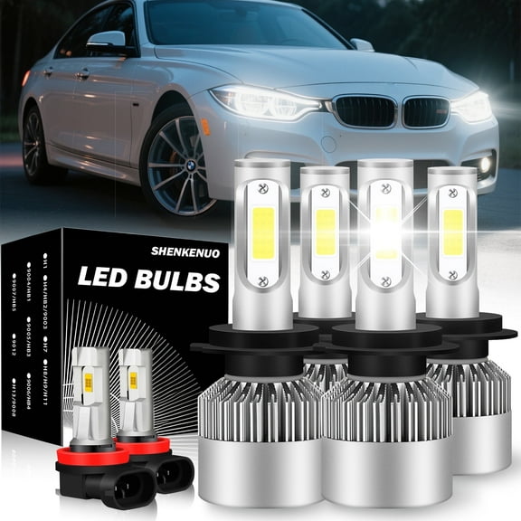 Fits 2009-2016 BMW 328i xDrive LED Headlight Bulbs High Low Beam Fog light Set 6 LED Light Bulbs