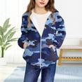 thumbnail image 4 of PiGOGI Toddler Camouflage Hooded Coat Boys Girls Fashion Print Long Sleeve Pocket Zipper Jacket Kids Wear Blue 5 Years, 4 of 8