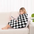 thumbnail image 4 of Black and White Checkered Pattern Blanket Hoodies for Kids 6-13YR Oversize Wearable Blanket Hoodies for Boys Girls Teens, 4 of 7