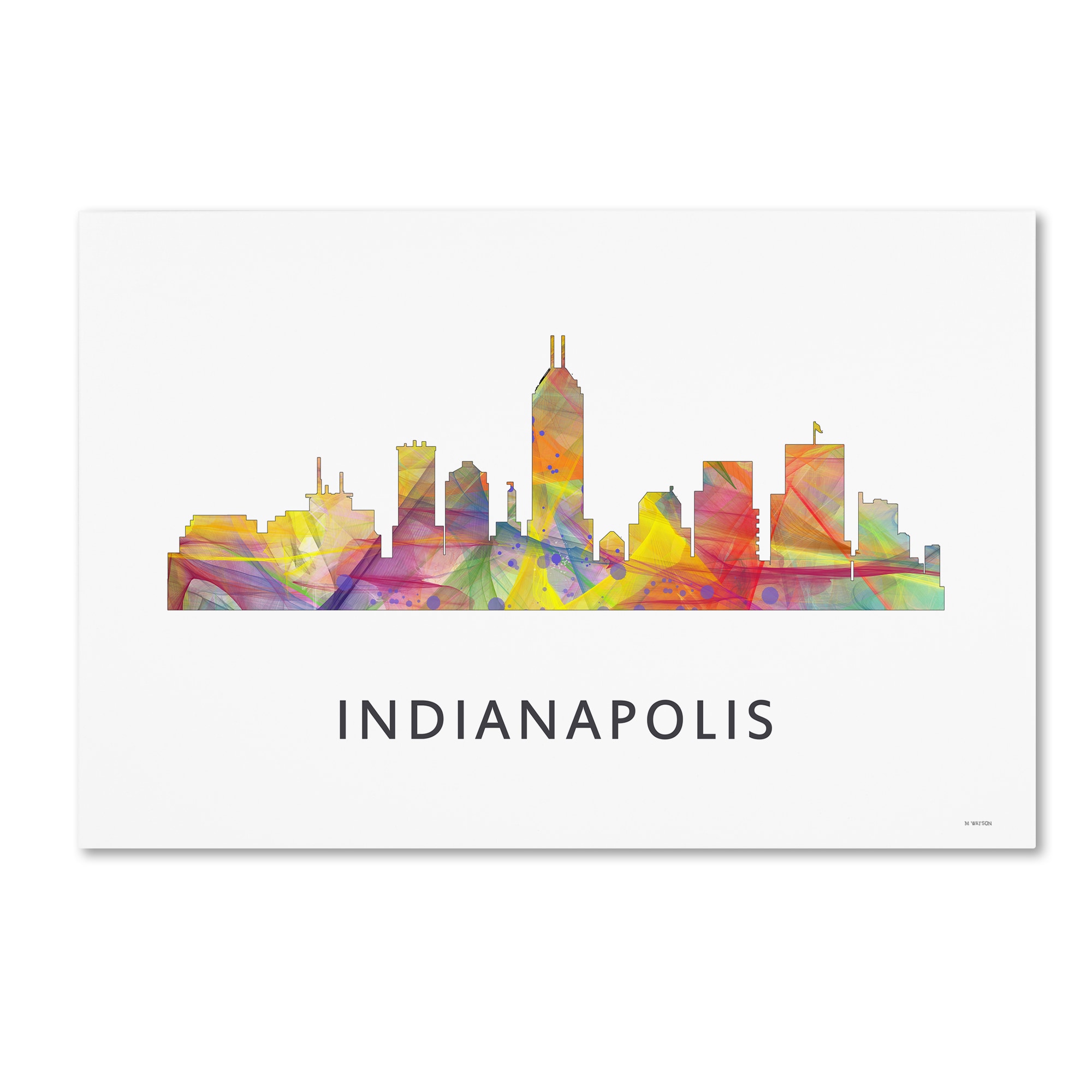 Indianapolis Indiana Skyline WB-1' Canvas Art by Marlene Watson