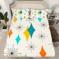 thumbnail image 2 of Manfei Vintage Rhombus Print Full Size Sheets,Modern Abstract Geometric Bed Sheets,Beige Blue Orange Sheet Sets For Kids,Ultra Soft Home Decor,4 Pieces, 2 of 7