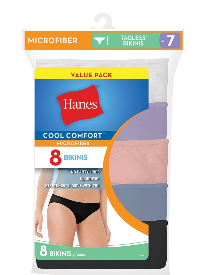 Hanes - 6 Pack Hanes Premium Microfiber Briefs Panties Set For Women Tagless Bikini Low Rise Hi Cut