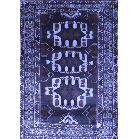 Ahgly Company Machine Washable Indoor Rectangle Persian Blue Traditional Area Rugs, 4' x 6'