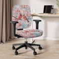 thumbnail image 5 of FKELYI Peach Floral Cardinal Bird Print 2 Piece Office Chair Covers for Home Decor Washable Computer Chir Slipcover Desk Chair Protective Covers for Backrest & Cushion, 5 of 7