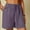 Purple, variant on Admvng Womens Shorts Linen Shorts Solid Color Comfortable Elastic Wide Leg Casual Shorts S-2XL