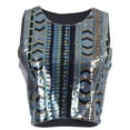 thumbnail image 1 of S/M Fit Multicoloured Tribal Inspired Print Sequin Embellished Crop To, 1 of 5