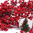 thumbnail image 2 of RECUTMS Guirlande de Baies Rouges de Noël, Guirlande de Baies Rouges Artificielles Flexibles de 6 Pieds pour Décoration de Cheminée Intérieure Extérieure pour Décoration de Vacances d'Hiver Nouvel An (Baies Rouges), 2 of 8