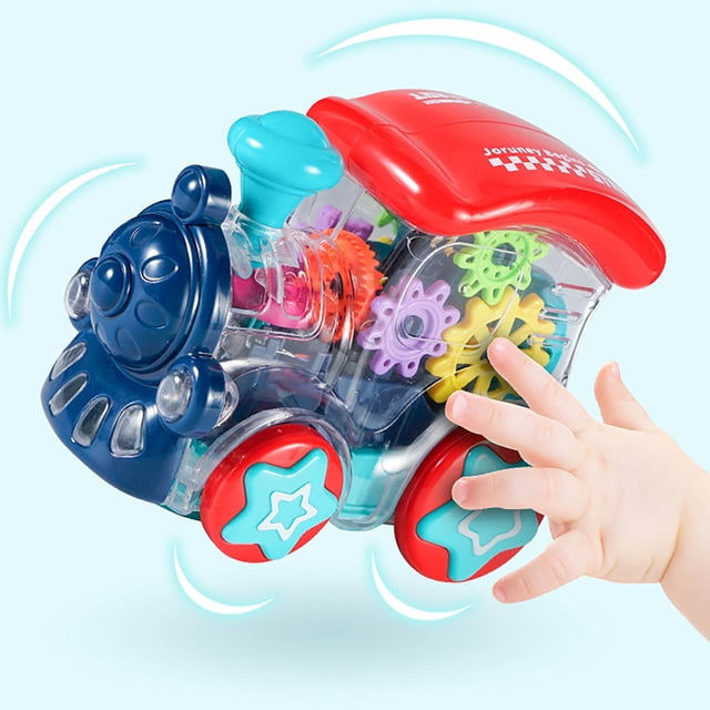 Locomotive Toy For Kids With Light And Sound Train Simulation Educational Puzzle Toy Moving Gear Obstacle Avoidance Toy For Kids Sensory Development 7.08X3.74X3.34 Inches