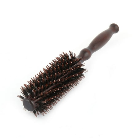 Salon Round Shaped Retro Style Curly Hair Comb Brush Brown 23cm