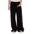thumbnail image 2 of Mens Wide Leg Sweatpants Elastic Waist Loose Fit Lightweight Solid Color Casual Daily Streetwear sports Loungewear Trousers Black 3XL, 2 of 5