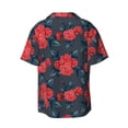 thumbnail image 4 of Goofa Rose Flowers Printed Men's Casual Short-sleeved Shirt,Lightweight Breathable Button-down,Summer Casual men's top,Versatile Fashion shirt-Small, 4 of 7