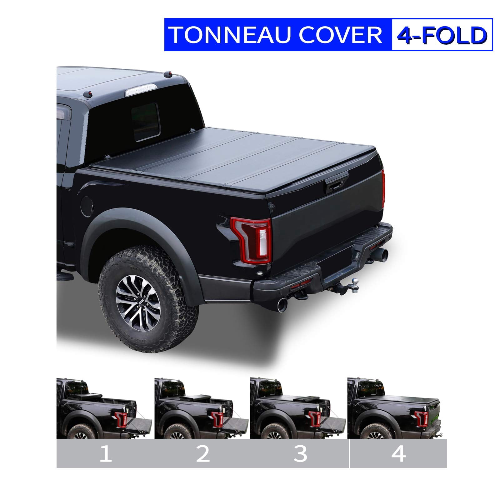 5'8" Truck Bed Tonneau Cover Hard Quad-Fold Truck Bed Cover Fits for 2007-2021 Silverado Sierra 1500