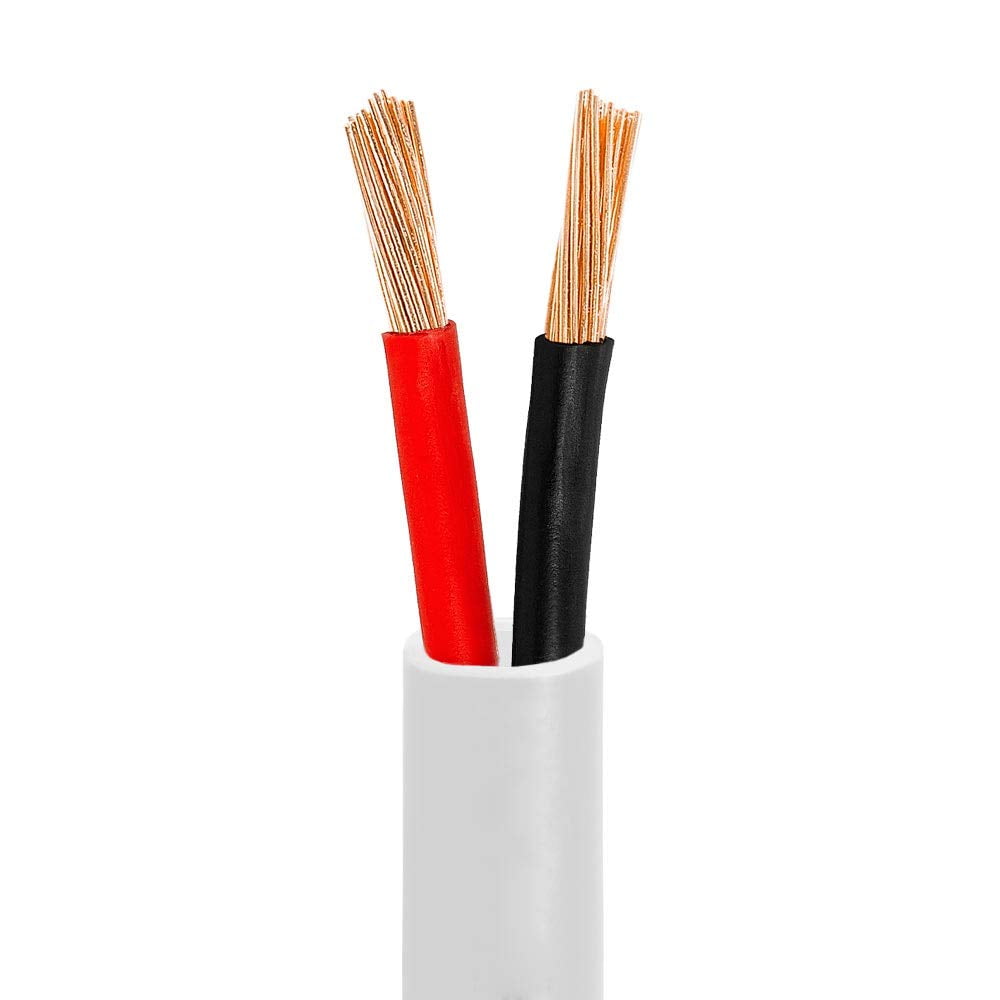 Cmple - 50FT 16AWG Speaker Wire Cable with 2 Conductor Speaker Cable (CCA) Copper Clad Aluminum CL2 Rated In-Wall Speaker Wire for Home Theater & Car Audio - 50 Feet, White