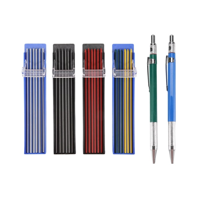 2 LáPices de Soldador con 48 Recambios Redondos MecáNicos, Marcador Soldadura Metal para Tubo.
