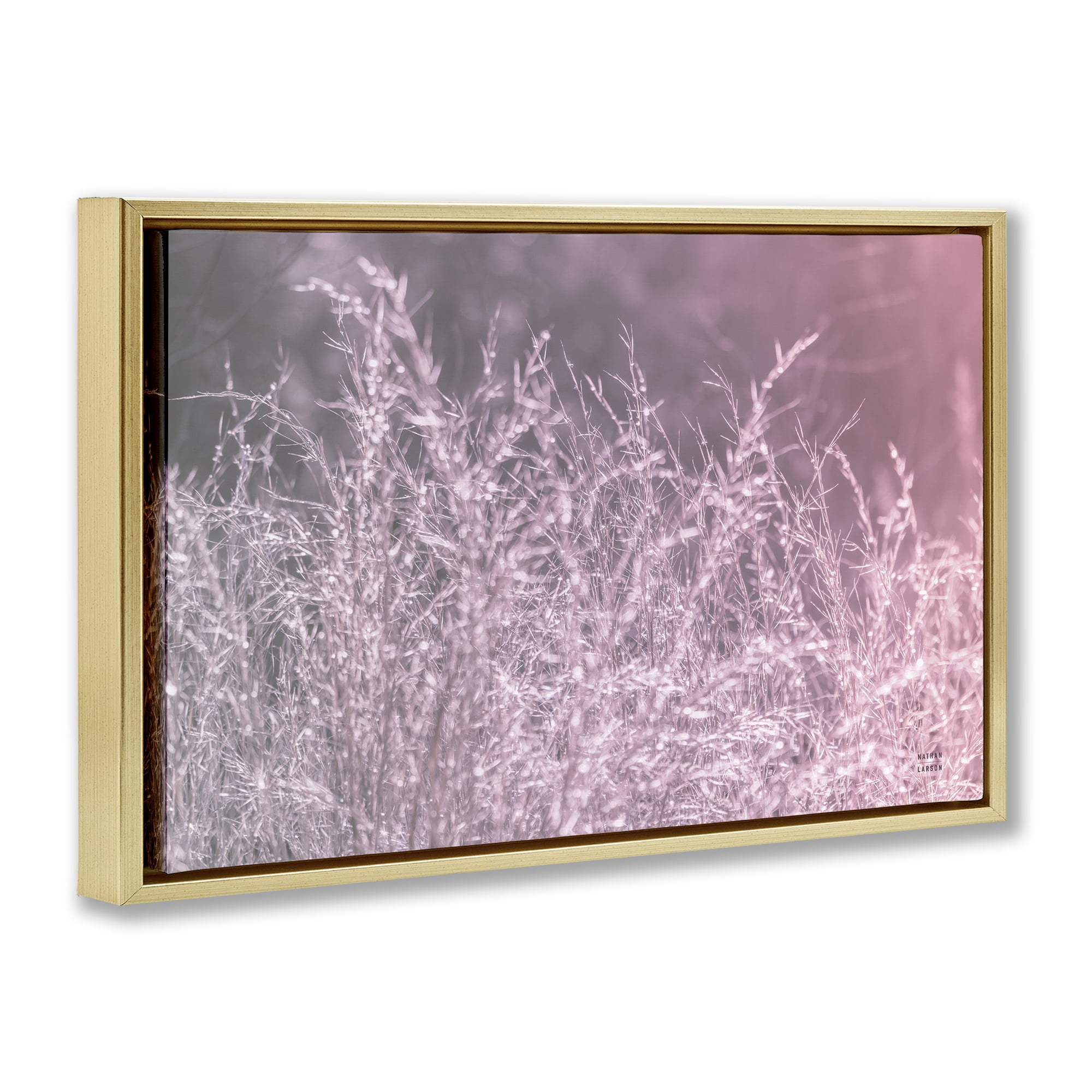 Stupell Industries Pink Morning Gentle Meadow Gold Framed Floater Canvas Wall Art, design by Nathan Larson