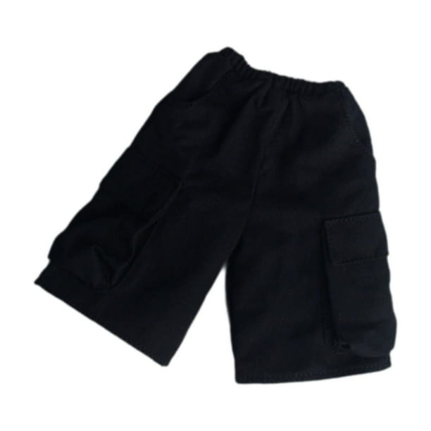 1:6 Muñeca Masculina Pantalones Cortos Cargo Vestir Moda Mini Traje Hecho A Mano para Hombre de 12 Pulgadas Negro