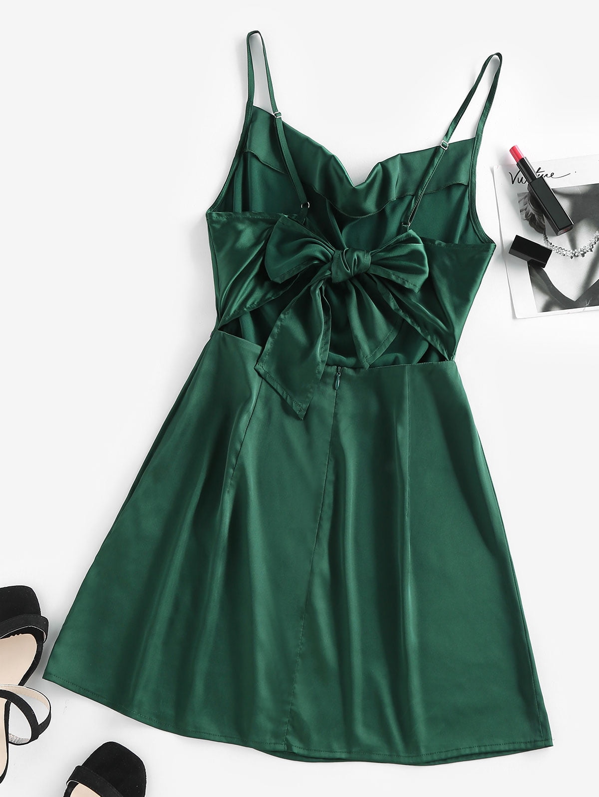 ZAFUL for Women Prom Dress Sexy Mini Slip Satin Back Tie Cami