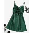 thumbnail image 4 of ZAFUL for Women Prom Dress Sexy Mini Slip Satin Back Tie Cami Dress Dark Green L, 4 of 5