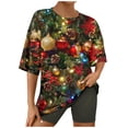 thumbnail image 1 of Jamicy Pyjamas pour Femmes Cadeau pour Femmes T-Shirts Imprimés Arbre de Noël Manches Courtes T-Shirts Graphiques Amusants Col Rond Tops Pyjamas de Noël, 1 of 7
