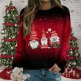 thumbnail image 2 of VALMASS Long Sleeve Sweatshirt for Women Plus Size Crewneck Xmas Gnome Print Tops Christmas Casual Cozy Blouses (5XL, Red), 2 of 5
