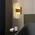 thumbnail image 3 of Aplique de pared acrílico LED moderno, lámpara de pared regulable para dormitorio, pasillo, escaleras, baño, accesorio de iluminación interior, lámpar , Líneas de Líneas de onda de oro, 3 of 8