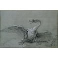 thumbnail image 2 of Jean-Baptiste Oudry 18x13 Black Ornate Wood Framed Double Matted Museum Art Print Titled - Angry Swan (18th Century), 2 of 5