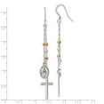 thumbnail image 2 of Primal Silver Sterling Silver Gold Tone/Rose-tone Miraculous Medal and Cross Hook Earrings, 2 of 4