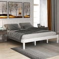 thumbnail image 2 of PORKISS Queen Size Platform Bed Frame with Headboard, Wood Platform Bed with Slat Support, White, 2 of 10