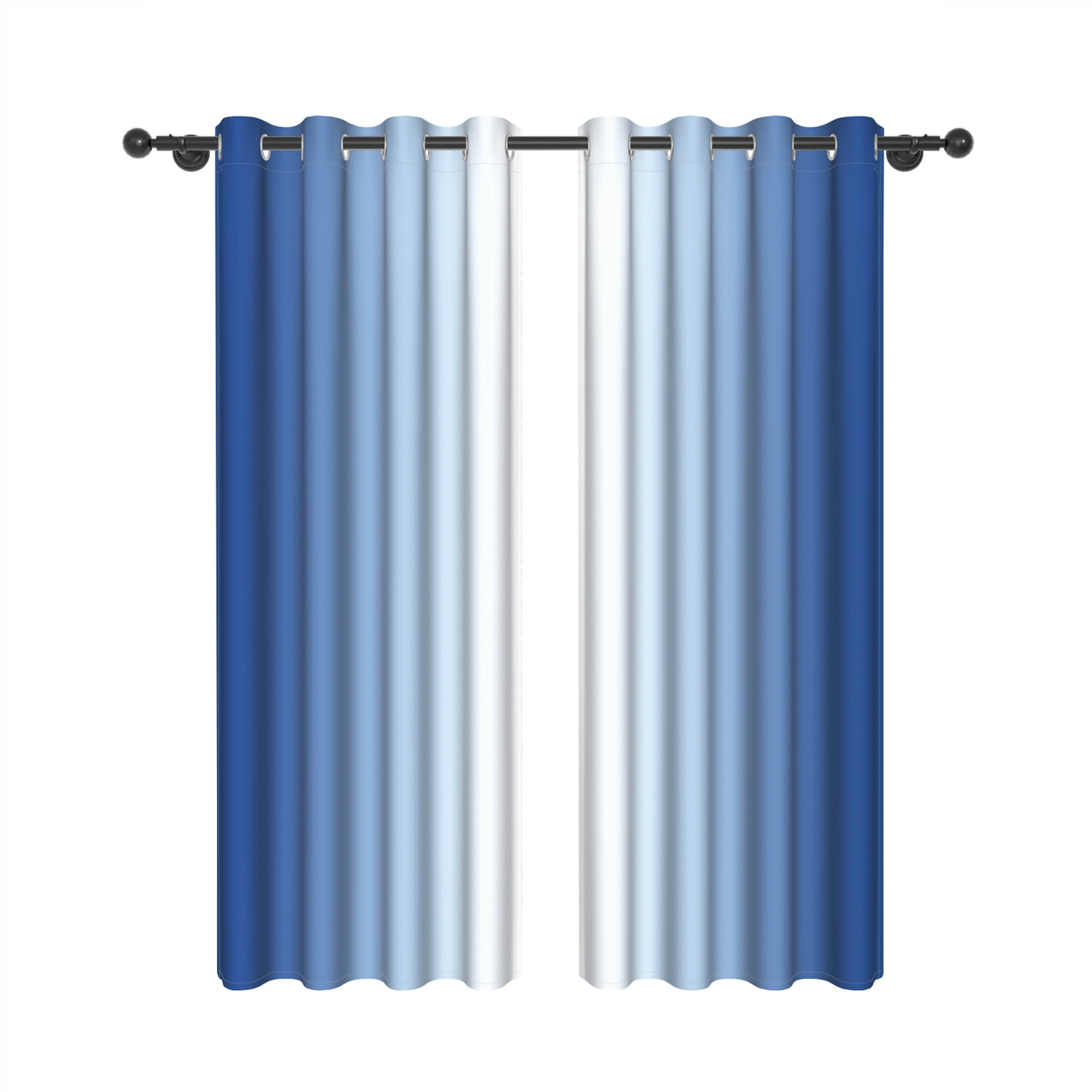 Lfeey Blackout Drapes Blue White Gradient, Room Darkening Curtains, 42x84 inch, Set of 2