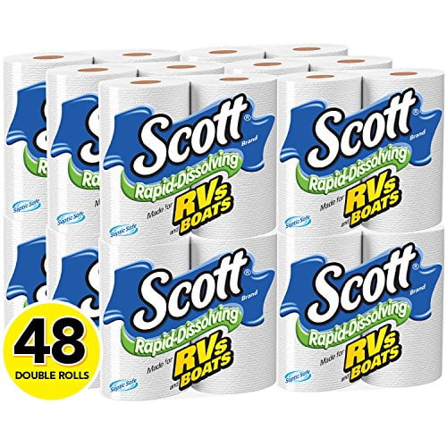 Scott Papier Toilette à Dissolution Rapide, 48 Rouleaux, Tissu de Bain 12 Unités de (pack de 4)