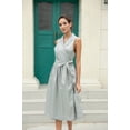 thumbnail image 4 of Curve Muse Women's Solid Sleeveless V Neck Tie waist Wrapped Dress-Grey-XL, 4 of 6