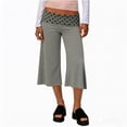 thumbnail image 3 of Inglocry Fold Over Capri Yoga Pants for Women Low Rise Wide Leg Flared Cropped Gaucho Capri Pants Summer Culottes Beach Bottoms White 2XL, 3 of 8