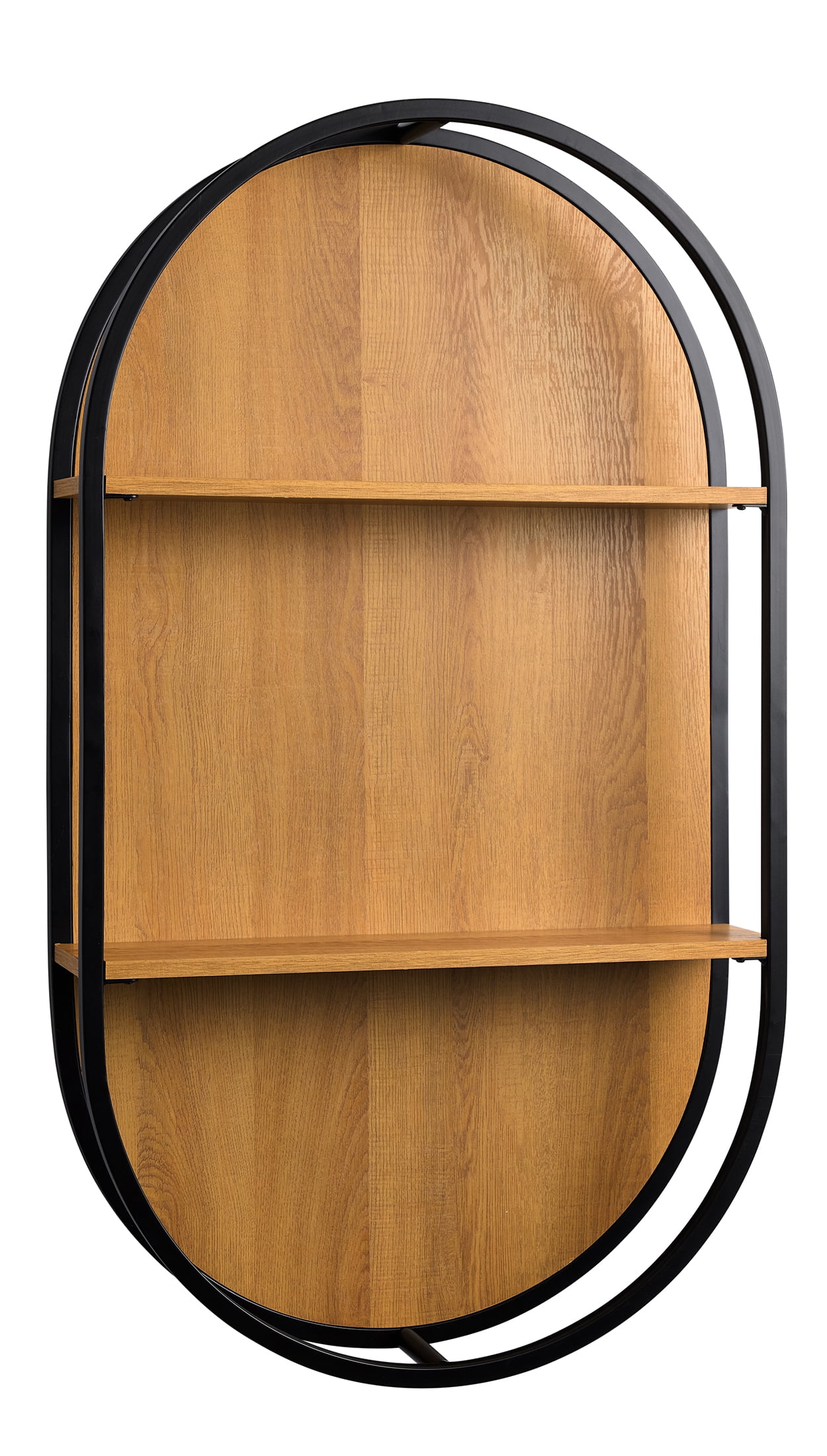 Better Homes & Gardens Open Frame Arch Shelf, Black Metal and Light Honey Finish