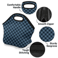 thumbnail image 4 of Herdesigns Checkerboard Dark Blue Insulated Lunch Bag Neoprene Lunch Box for Women Men Soft Cooler Bag Washable Lunch Tote for Work Outdoor Picnic, 4 of 7