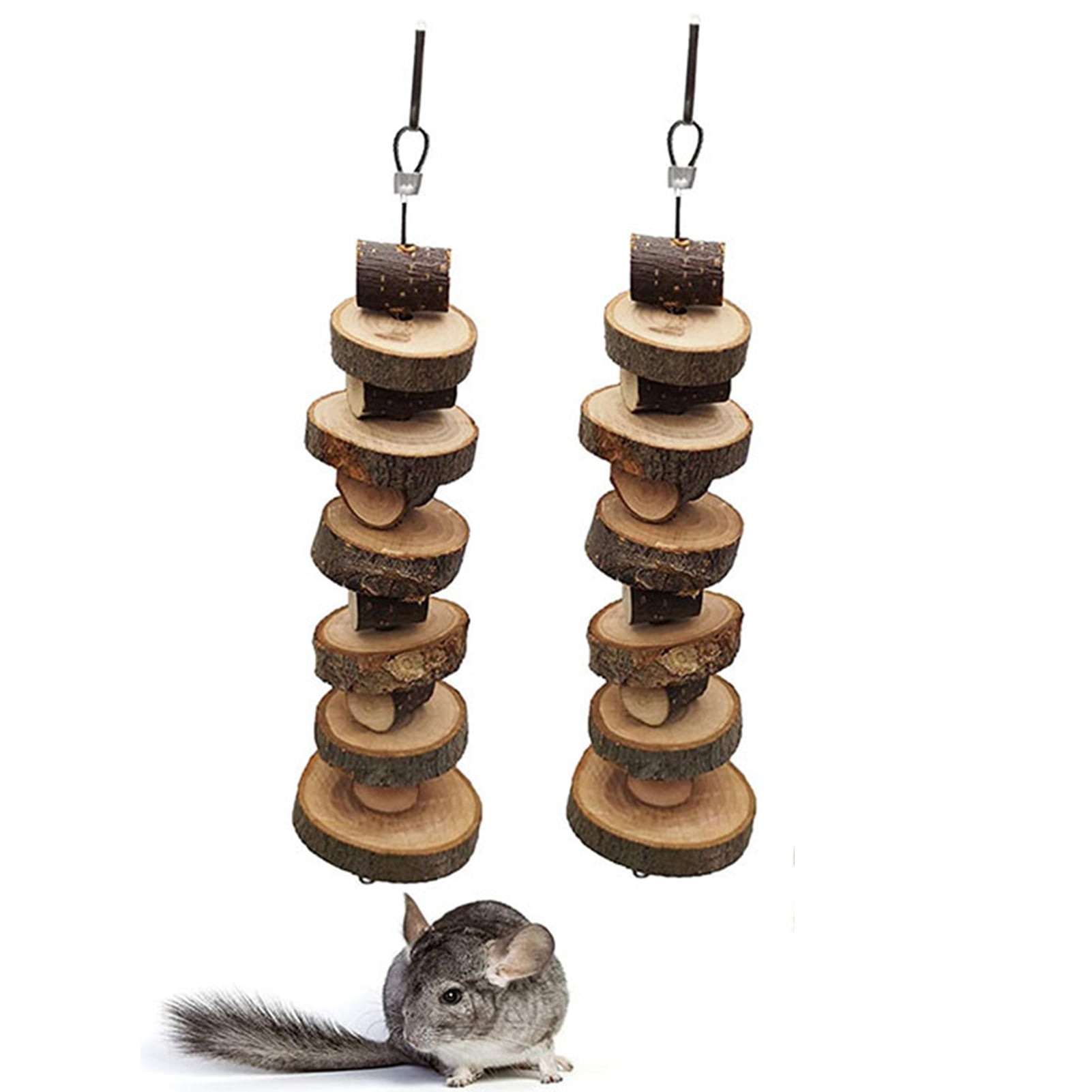 DOPI 4Pcs/Set Molar Toy Bite Resistant Natural Wood Grinding Teeth Hamster Skewers Chew Toy Pet Supplies