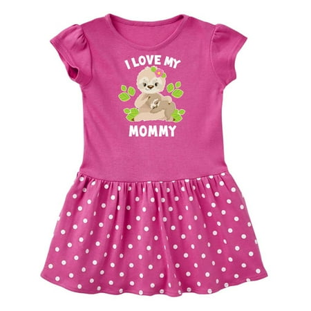 

Inktastic Cute Sloth I Love My Mommy with Green Leaves Gift Baby Girl Dress