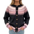 thumbnail image 3 of JUUNthy Womens Cardigan Sweater, Crew Neck Button Down Long Sleeve Vintage Floral Knit Casual Outwear Dark Gray S, 3 of 12