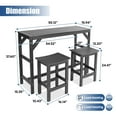 thumbnail image 2 of Bstjewey 3Pcs Outdoor Bar Set, 55" Rectangular HIPS High Table & 2 Bar Stools, for Patio, Poolside, Balcony, or Deck,Black, 2 of 7
