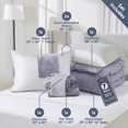 thumbnail image 2 of Virtu Twin XL Comforter Set with Down Alternative Pillows and Pillow Shams, 7pc Bed in a Bag, Pleated Bedding Comforter Sets with Sheets, Gray Purple, 2 of 8