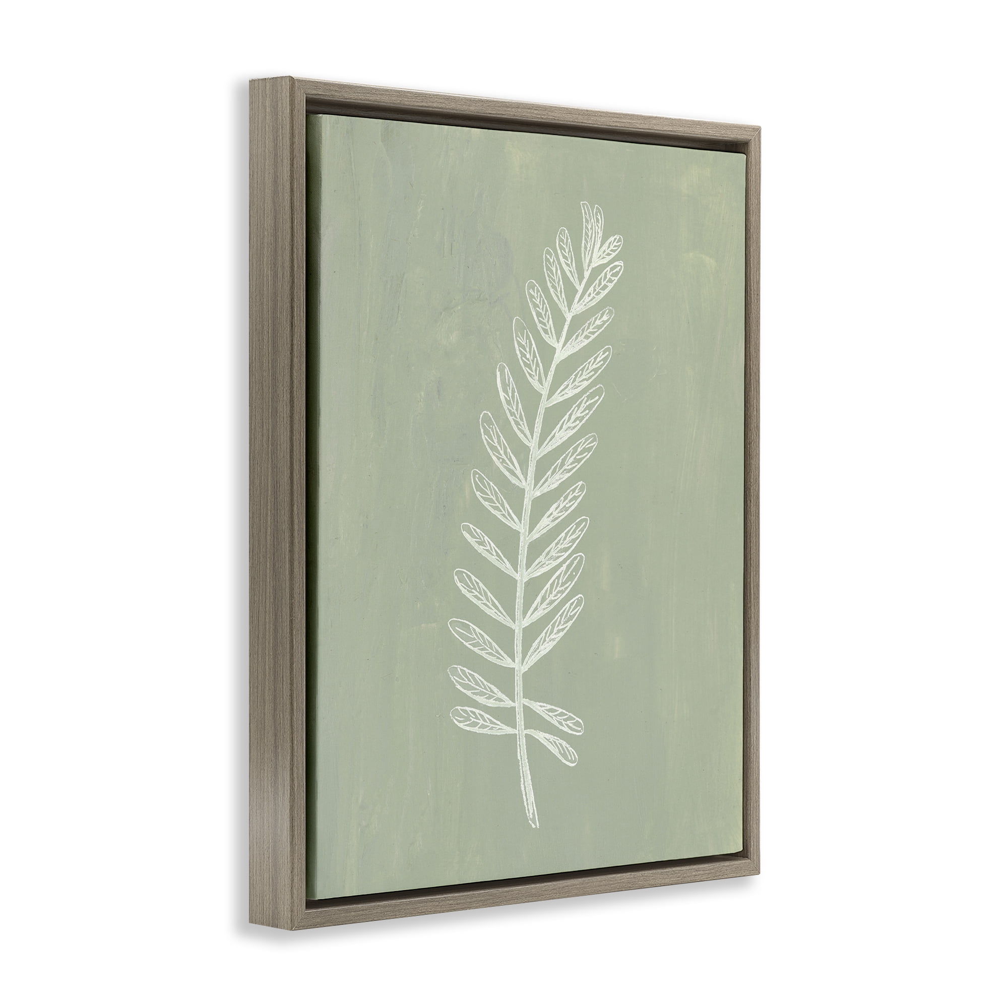 Stupell Industries Simple Fern Impression Plants & Flowers Painting Brown Floater Framed Canvas Art Print Wall Art, 17 x 21