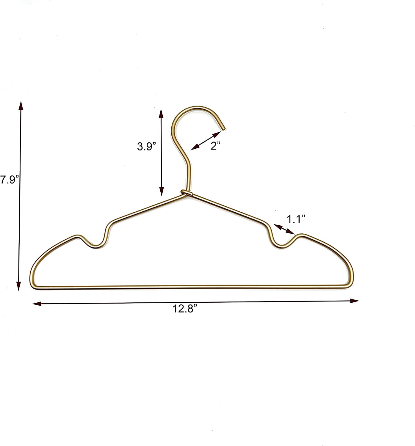12.6” Matte Gold Metal Kids Baby Hangers, 60Pack, Non Slip Suit for Coated Wire Children Clothes Hangers Closet Storage, Retail Display,Space Saving for Toddler Coats Infant Hangers